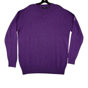 Callaway Men's XL Purple V-Neck Sweater Merino Wool Blend Golf Pullover 1906